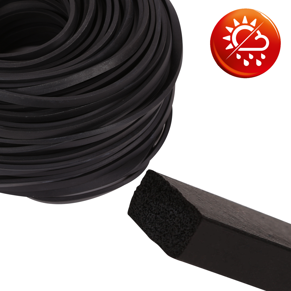 EPDM sponge rubber black square profile 