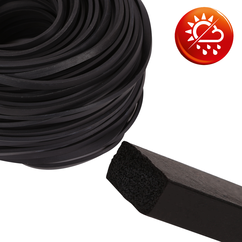Moosgummi-Vierkantschnur, EPDM, einseitig selbstklebend, schwarz kaufen -  im Haberkorn Online-Shop